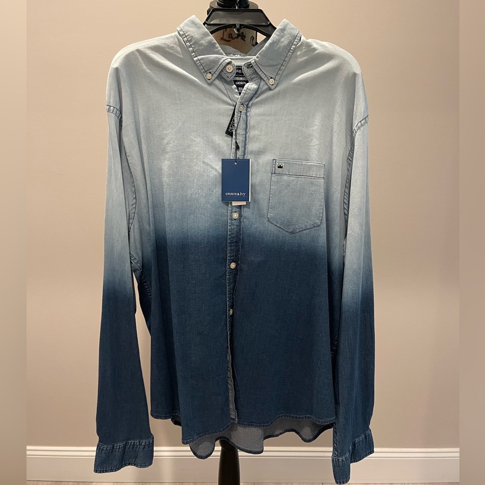 Crown and Ivy men’s button-down shirt ombre denim